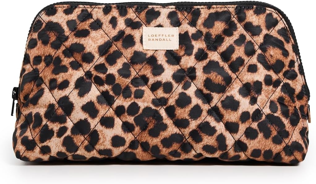 Loeffler Randall Women's Frances Cosmetic Pouch, Brushed Leopard, one_size