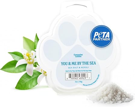 Companion Candles You & Me by the Sea Pet-Friendly Wax Melt Sea Salt & Neroli Fragrance - Coconut Soy Wax, Long-Lasting Scent, Made in USA, 3 oz