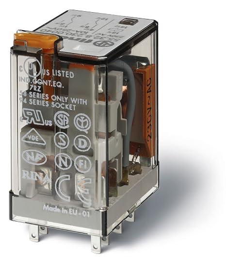 FINDER 55.32.8.120.0040 10 AMP, 120 Volt AC Coil, Agni Contact, DPDT, Industrial Plug-in Relay, Lockable Test Button & MECH. Indicator