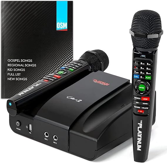 The Platinum Karaoke Machine for Tv, Professional Karaoke System with 2upgraded Wireless Microphones, Features Over 23k Songs, 7k Filipino Tagalog, 12k English, App Support