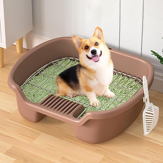 Dog Litter Box Dog Toilet, Pet Training Toilet, Portable Training Pet Potty Indoor Outdoor, Indoor Dog Potties for Apartment and Patio Training (Color : Brown)
