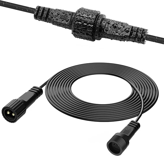 5M Extension Cable, Gcstnn 16.4Ft 2 Pin LED Connector IP65 Waterproof Extension Lead Cord for G40 Globe Lights, Outdoor Festoon Lights, Icicle Fairy Lights, Net Lights, Christmas String Lights