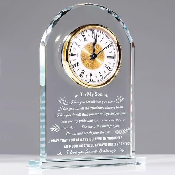 YWHL Meaningful to My Son Gift from Mom Dad, Father's Day Clock Gifts for Son Adult, Inspirational Birthday Graduation (Battery not Included)