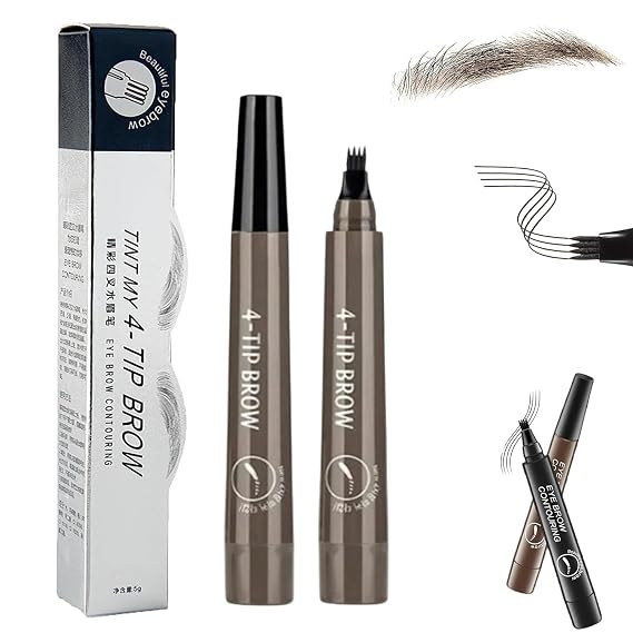 Lightsbetter Waterproof Brow Pen, Tint My 4 Tip Brow Waterproof, 4 Tipped Precise Brow Pen, Microblading Eyebrow Pen 4 Fork Tip Tattoo Pencil (2#)