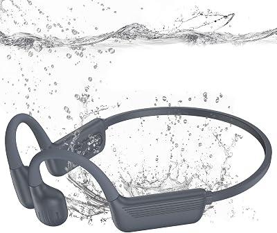 Swimming Headphones-Bone Conduction Headphones, IP68 Waterproof Open Earphones, LiteSurge Bluetooth 5.4 Underwater Sport Earbuds with 32 GB MP3 Memory for Swimming, Marathon-Grey