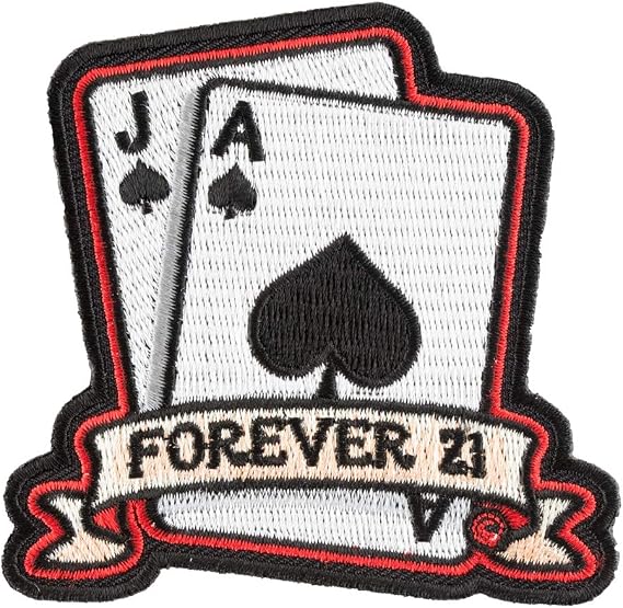 PatchStop Casino Cards Blackjack Iron On Patches for Clothing Jeans - 3x3in Small DIY Sew On Patch for Jackets Bags - Embroidered Gambling Decorative Patches
