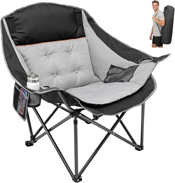 Suteck Oversized Camping Chairs for Adults - 500LBS Padded Camp Chair
