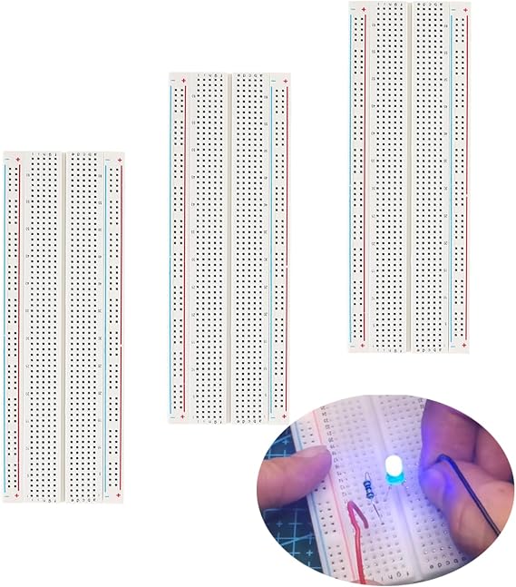 3pcs Breadboard 830 Point Solderless Prototype PCB Board Kit, Solderless Breadboard for Arduino Proto Shield Distribution Connecting Blocks.