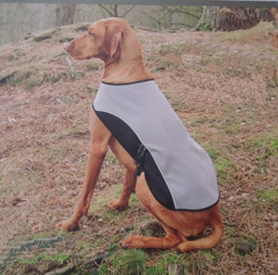 Waterproof Windproof Reflective Dog Rambler Coat w/Fleece Lined Blanket, Large, Gray