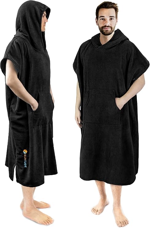 SUN CUBE Surf Poncho Changing Robe with Hood, Wetsuit Changing Hooded Towel