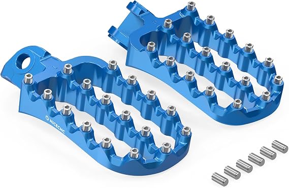 NICECNC Blue Motorcycle Rally Style Wide Rider Foot Pegs Footpeg Pedals Footsteps Compatible with 790 890 Adventure/R,690 Enduro R/SMC R,Compatible with Husqvarna 701 Enduro/Supermoto 2016-2023