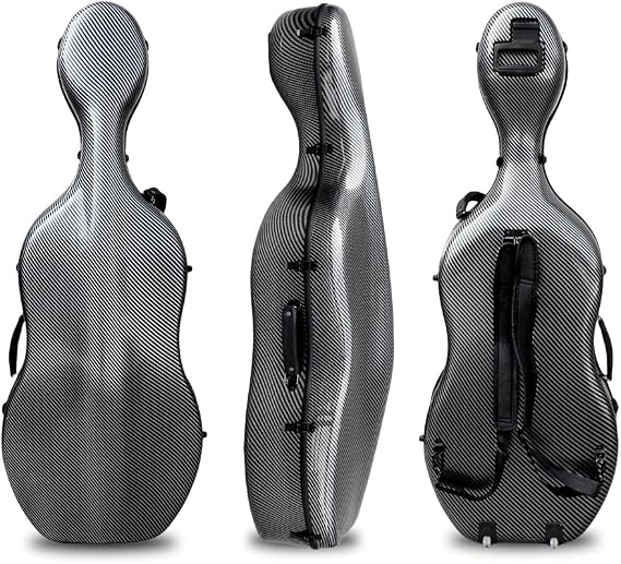 yinfente Cello Case 4/4 Full Size Carbon Fiber Embedded Handle,Hard Shell With Lock & Backpack Straps,Wheels Waterproof And Lightweight Cello Hard Case 4/4 For Musicians