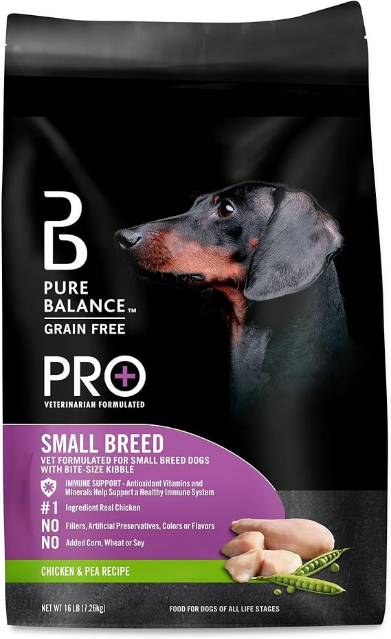 Pure Balance Pro+ Premium Dry Dog Food for Small Breeds - Natural High Protein Kibble with Real Chicken & Pea - Complete Adult Dog Food for All Life Stages (16 lbs, Chicken)