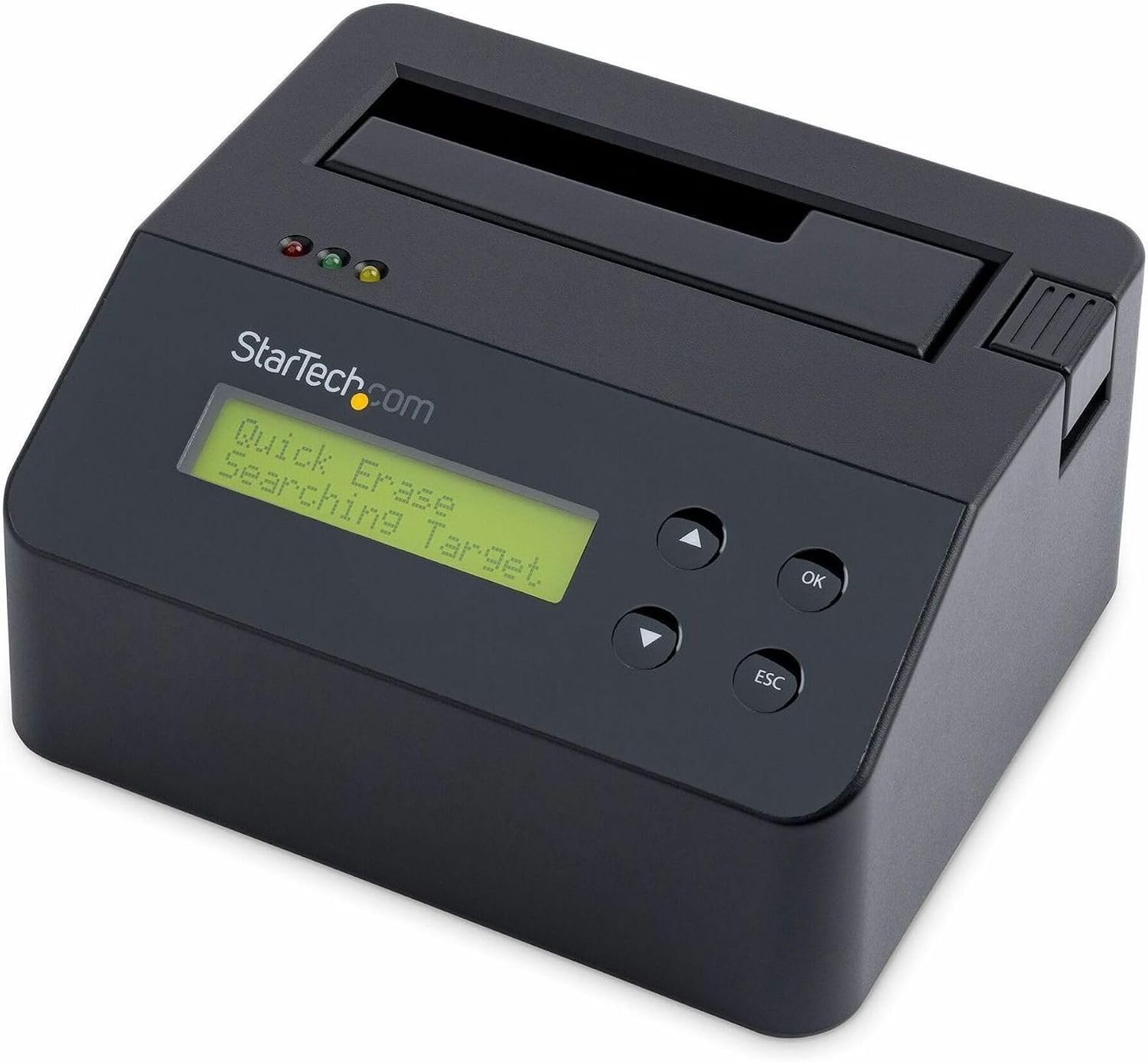 Single Bay Hard Drive Eraser, Standalone HDDSSD Sanitizer, 4Kn, USB 3.0 to SATA III 6 Gbps, 9 Erase Modes, LCD Display, DB-9 Printer Port, TAA Compliant SDOCK1EU3P2