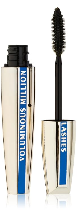 LOreal Paris Makeup Voluminous Million Lashes Mascara, Volumizing Collagen Infused Eye Makeup, Amplifying Mascara Brush, Waterproof, Black, 0.32 Fl Oz., 1 Count