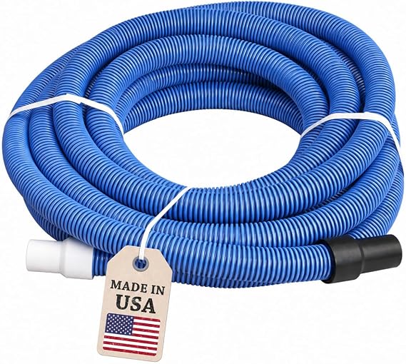 JED Pool Tools Super Loop Pool Vacuum Hose, 1.5-Inch x 45-Foot, Flexible UV-Resistant Swimming Pool Cleaning Hose with Cuff, Made in USA