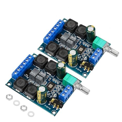 2Pcs Digital Amplifier Board,TPA3116D2 Dual Channel Audio Stereo AMP High Power Digital Subwoofer Power Amplifier Board 2x50W 5V 12V 24V for Store Solicitation Home Theater Square DIY Speakers