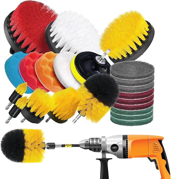 Drill Brush Attachments Set 23 Pack Scrubber Kit