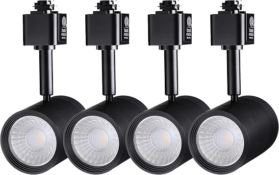 LEONLITE 4-Pack Studio Series 8.5W H Track Lighting Heads, 4000K, Black
