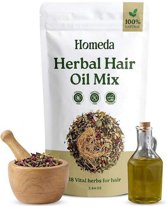Herbal Hair Oil Mix, 18 Indian Ayurvedic Herbs, Hair Growth (2.6oz)
