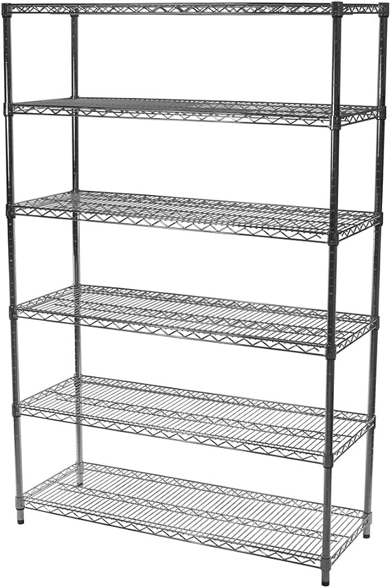 Shelving Inc. 12" d x 30" w x 54" h Chrome Wire Shelving with 6 Tier Shelves, Weight Capacity 800lbs Per Shelf
