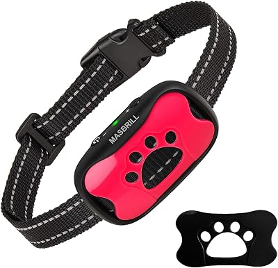 MASBRILL Dog Bark Collar, Bark Collar for Medium Dogs Rechargeable Anti Barking Collar No Bark Collars for Dogs Humane No Shock Barking Collar Vibration Beep No Barking Collar Pink