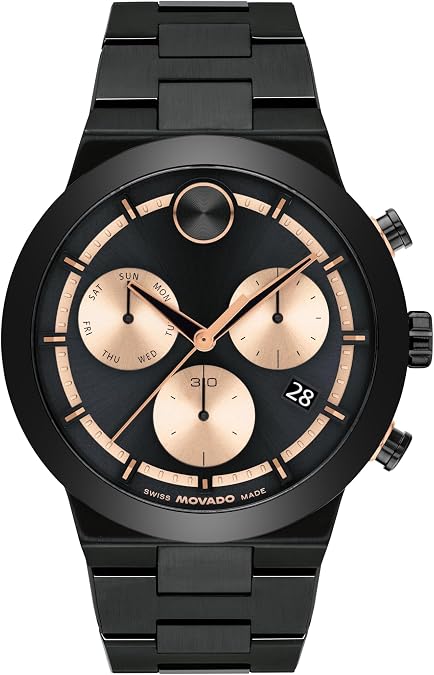 Movado Bold Fusion Men's Watch - Swiss Quartz Chronograph Movement, Stainless Steel Link Bracelet - 5 ATM Water Resistance - Luxury Fashion Timepiece for Him - 44mm