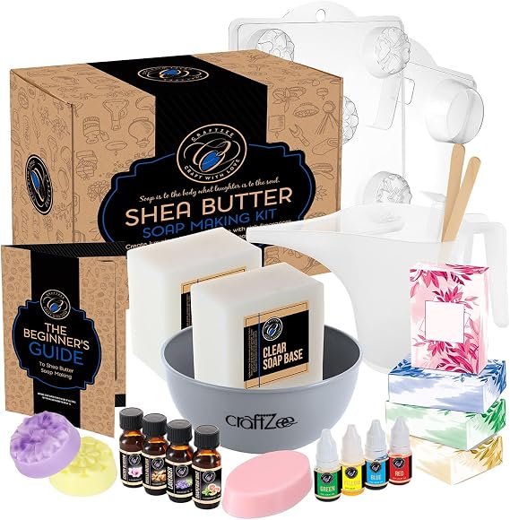 DilaBee CraftZee DIY Soap Making Kit - Shea Butter Soap Supplies with Molds, Fragrance Oils for Melt and Pour Soap Crafting