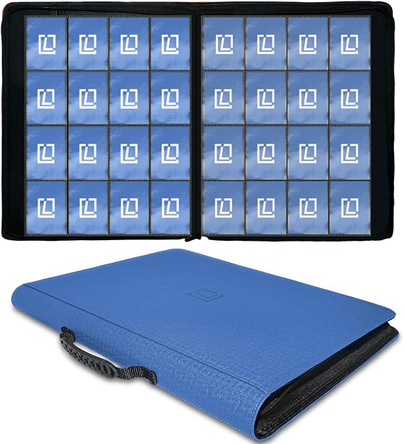 LIWSHWZ 1000+ Pockets Trading Card Binder,32 pages Double Sided Pocket Card Ablum Compatible with MTG,Sports Cards & Other Standard Size Trading Cards,17.5" x 13.4" x 1.97",Blue