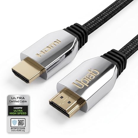 uptab Certified HDMI 2.1 Cable 3FT, 8K 10K HDR eARC VRR 48Gbps | HDMI-certified w/ QR authentication; Dolby Atmos, DTS-X; braided; PS5, Xbox Series X, RTX 4090, Apple TV, LG