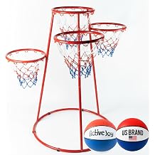 Activejoy- 4 Hoop Basketball Set - Toddler Basketball Hoop Indoor - Outdoor Play Preschool - +3 Years Old Toy. Includes 2 Balls and air Pump