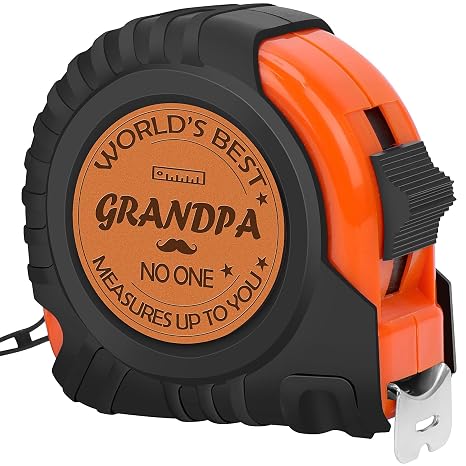 Fathers Day Grandpa Gifts, Gifts for Grandpa from Daughter Son, Genuine Leather Engraved 25 FT Tape Measure Tool Gifts for Men Christmas Gift Father's Dad Stocking Stuffers for Men