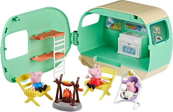 Peppa Pig Three Little Piggies Caravan Playset with 3 Figures, Including Baby Evie, Preschool Toys for Girls and Boys 3+
