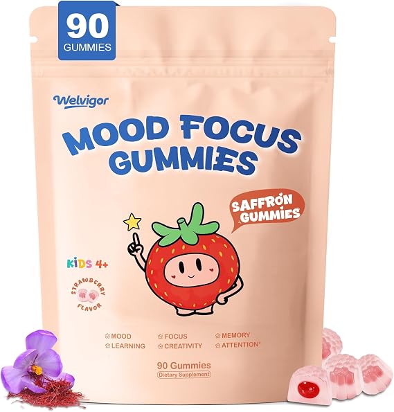 Saffron Kids Gummies: Mood & Focus Support with Magnesium, 0 Sugar