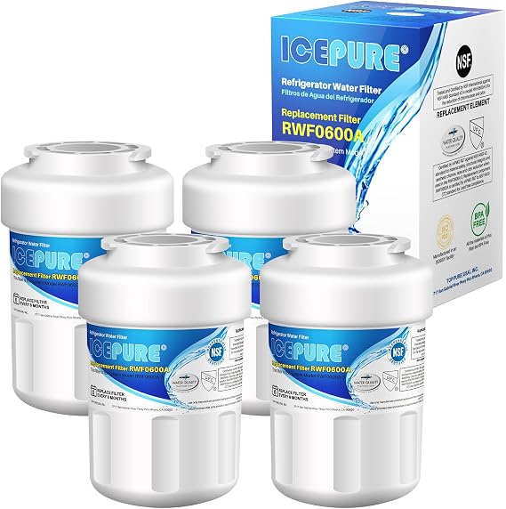 ICEPURE RWF0600A Refrigerator Water Filter Replacement for GE MWF, 4PACK