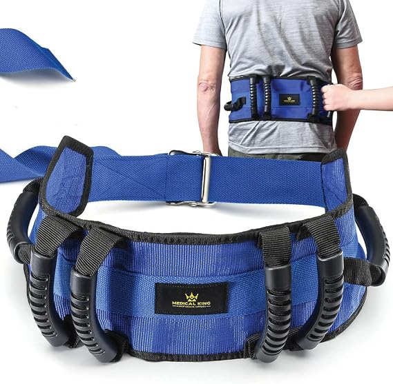 Medical king Gait Belts for Seniors Transfer Belt with 6 Handles, Release Metal Buckle, 56'' Long Holds Up 500 LBS