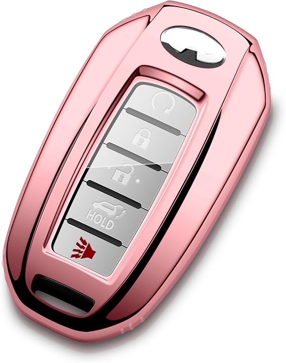 Car Key Fob Cover Compatible with Infiniti Pink Protector Keychain Holder for Q50 Q60 QX50 QX55 Accessories 2019-2024