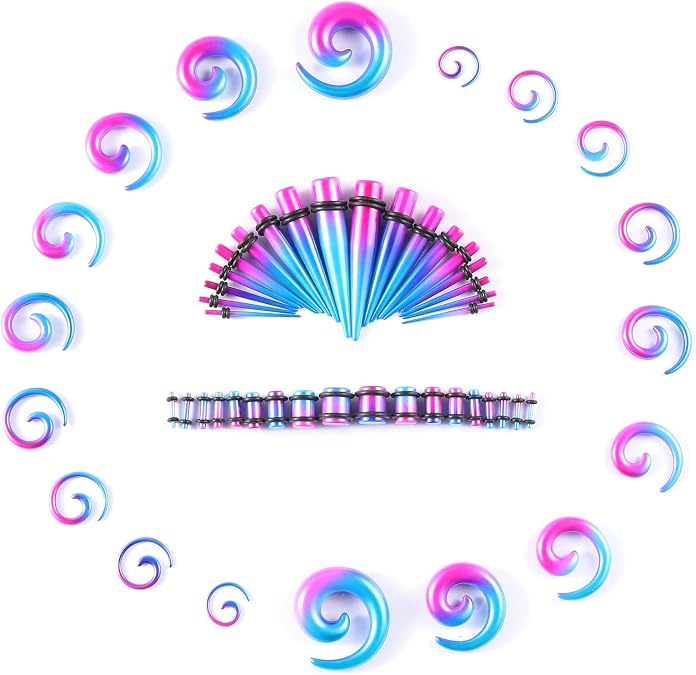 Ear Stretching Kit 54 Pieces 14Gauges-00Gauges Earrings Piercing Kit
