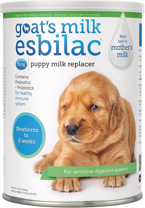 Pet-Ag Goats Milk Esbilac Powder - 12 oz - Powdered Puppy Formula with Prebiotics, Probiotics & Vitamins for Puppies Newborn to Six Weeks Old - For Sensitive Digestive Systems