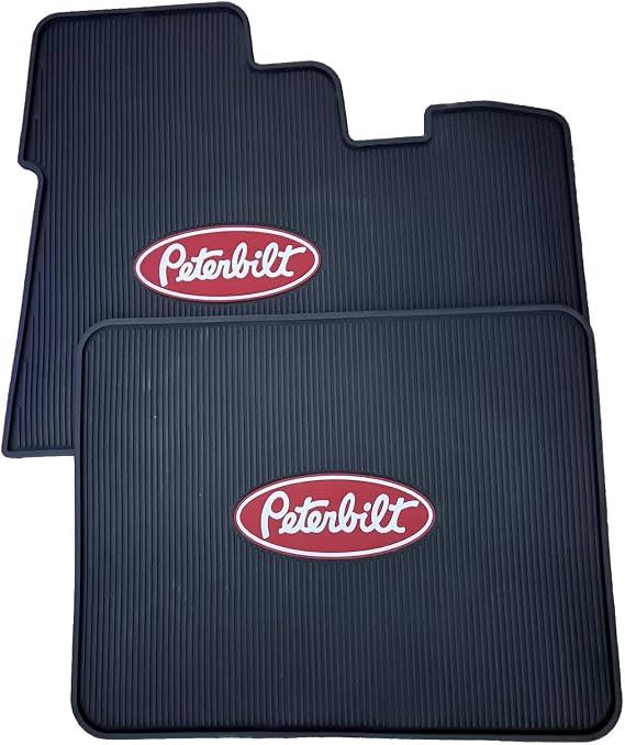 Peterbilt Logo Rubber Semi Truck Front Floor Mat Set | 2004 & Older - Part # FMPBV3000A-NG