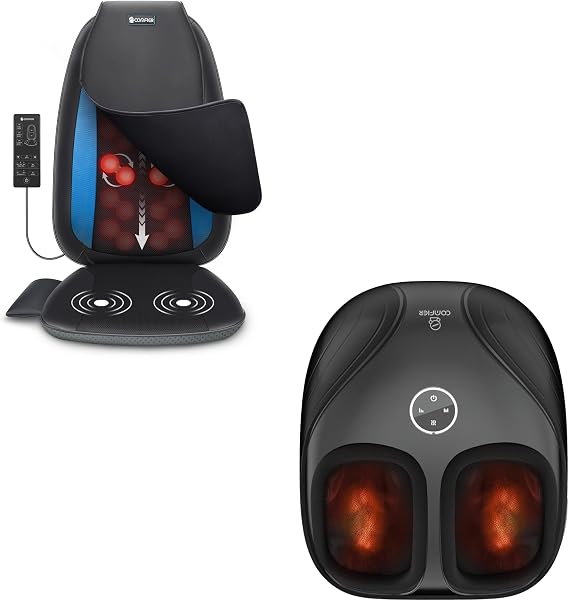 COMFIER Shiatsu Foot Massager with Remote & Back Massager with Heat