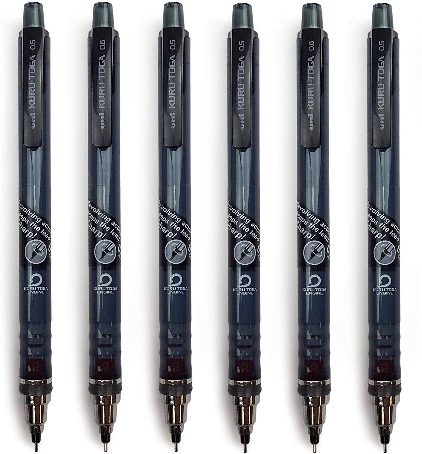 12 x UNI-Ball KURU TOGA SELF Sharpening Mechanical Pencil - 0.5mm - Black Barrel