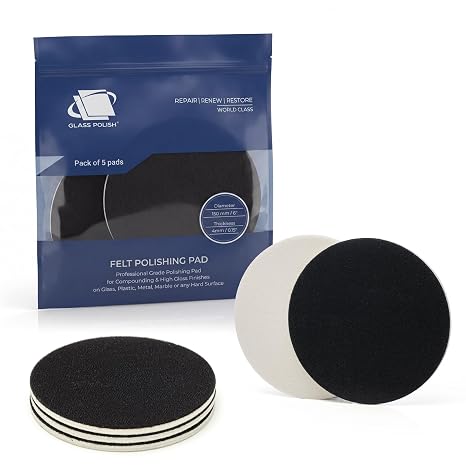 GLASS POLISH PRO Rayon Felt Polishing Pads 150mm (6") - Pack of 5