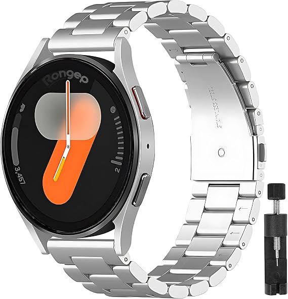 20mm Steel Cord with Abbreviation Apparatus Compatible with Rongep Samsung Metal Cord for Galaxy Watch 7/6/5/4 Series (40mm/44mm) Watch 6/4 Classic (47/43/42mm) Broad Bean Model Galaxy Watch 7 Cord