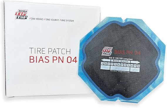 Rema TIP TOP PN04 Premium Bias Tire Repair Patches, 5-3/4 Inch Reinforced Vulcanizing Patches with Blue Bonding Layer, Professional Pack