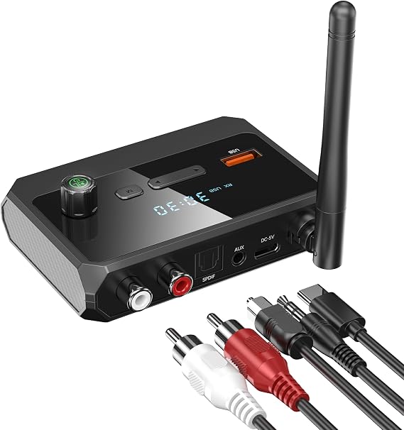 KAIY Bluetooth 5.4 Receiver for Home Stereo, Optical Low Latency | HD Music Audio Bluetooth to RCA Adapter for Stereo/Speakers/Wired Speakers, AUX Wireless Audio Receiver for Home Audio