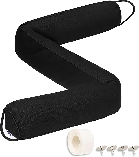 TORRAMI Under Door Draft Stoppers 30 Inch, Heavy Triangle Stop Draft Block Cold Air/Wind/Breeze Noise Blocker Door Sweeps Weather Stripping Bottom Seal Black