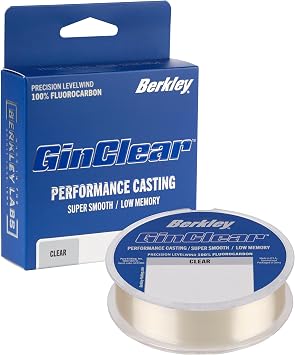 Berkley GINCLEAR Fluorocarbon Fishing Line, Clear, 8lb, 200 yd, Superior Casting, Super Smooth, Low Memory