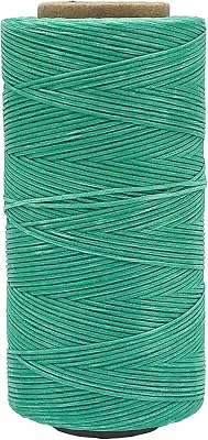 Waxed Leather Sewing Thread 295 Yds 0.8MM 150D Flat Polyester DIY Handcraft Stitching Cord No Knotting Light Green S032