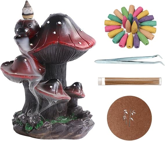 Comeon Backflow Incense Holder Burner Mushroom Handicraft Resin Censer